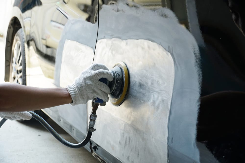 sanding car panel